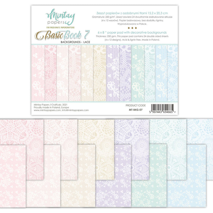 Mintay Basic Book 7 Backgrounds Lace  6"x 8" Pad