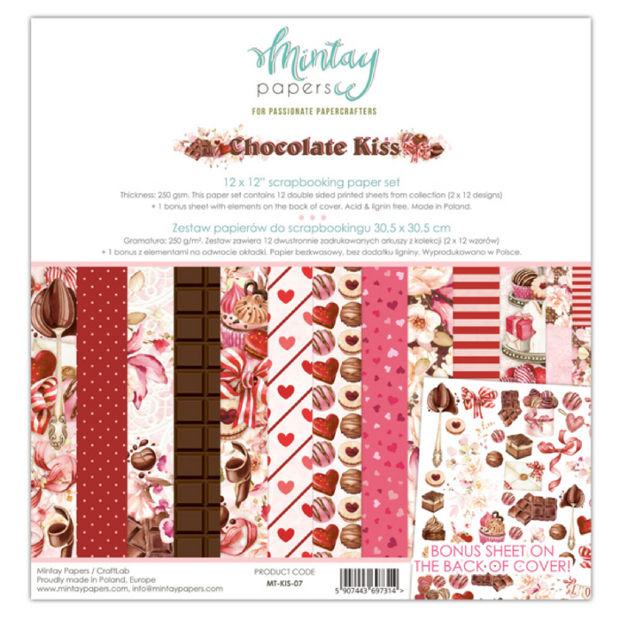 Mintay Chocolate Kiss 12" x"12 Scrapbooking Paper Set