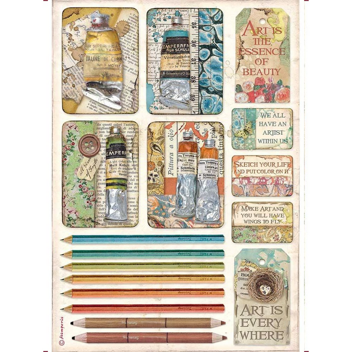Stamperia Atelier Des Arts A4 Rice Paper Paints & Pencils