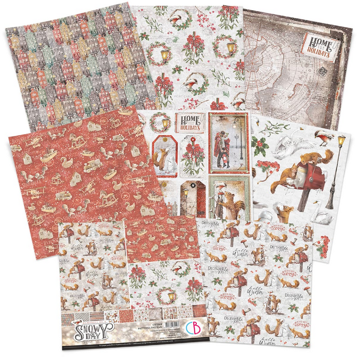 Ciao Bella Memories of a Snowy Day Patterns 12" x 12" Scrapbooking Paper