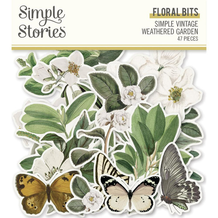 Simple Stories Simple Vintage Weathered Floral Bits & Pieces 47pc