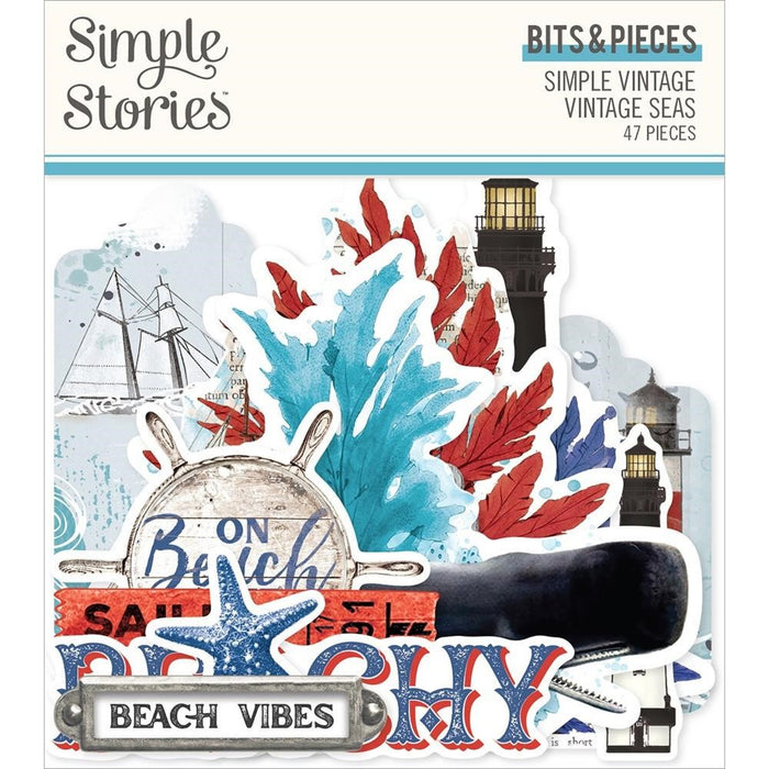 Simple Stories Vintage Seas Bits & Pieces 47pc