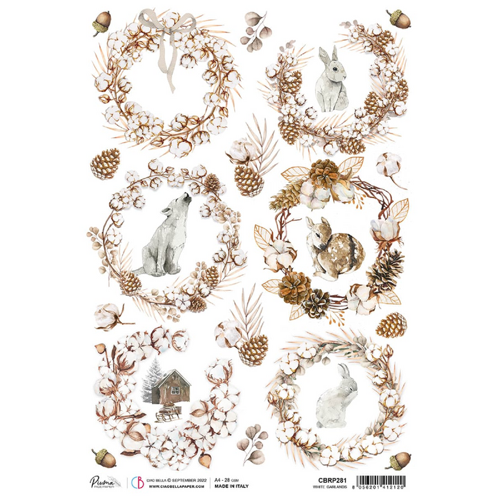 Ciao Bella Cozy Moments A4 Rice Paper White Garlands