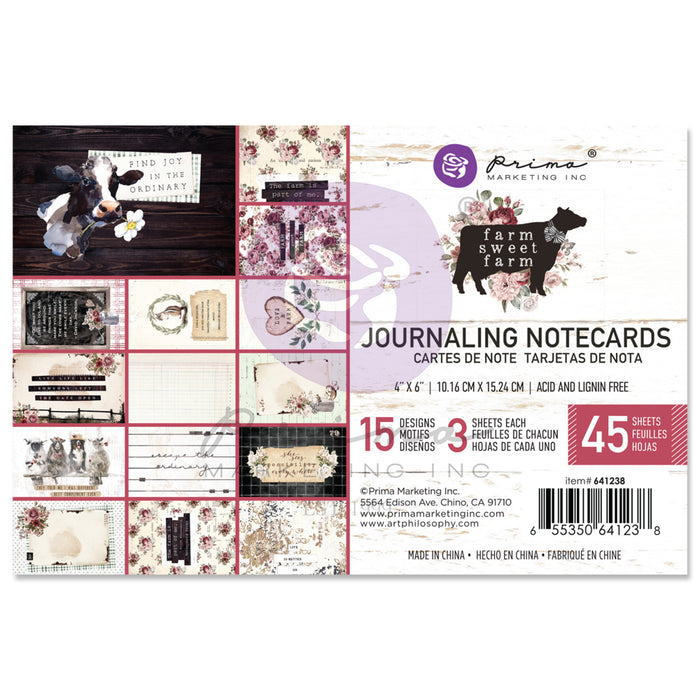 Farm Sweet Farm 4 x 6 Journaling Cards by Prima Marketing