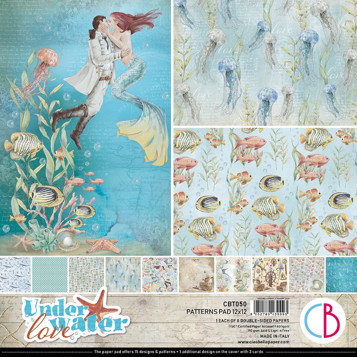 Ciao Bella Underwater Love Patterns 12" x 12" Scrapbooking Paper Set