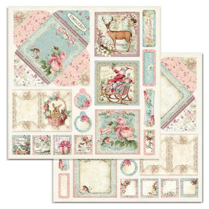 Stamperia Pink Christmas 8" x 8" Scrapbooking Paper Pad