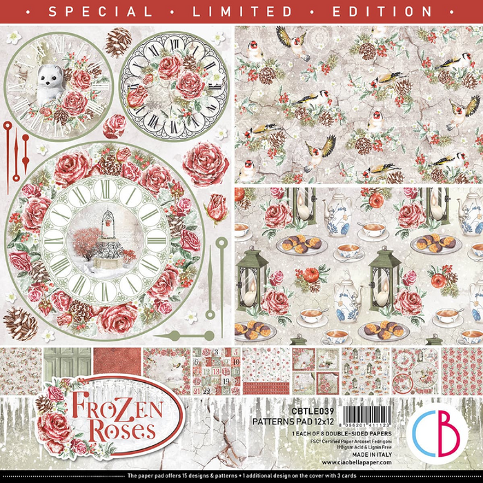 Ciao Bella Frozen Roses 12"x 12" Patterns Scrapbooking Paper Set