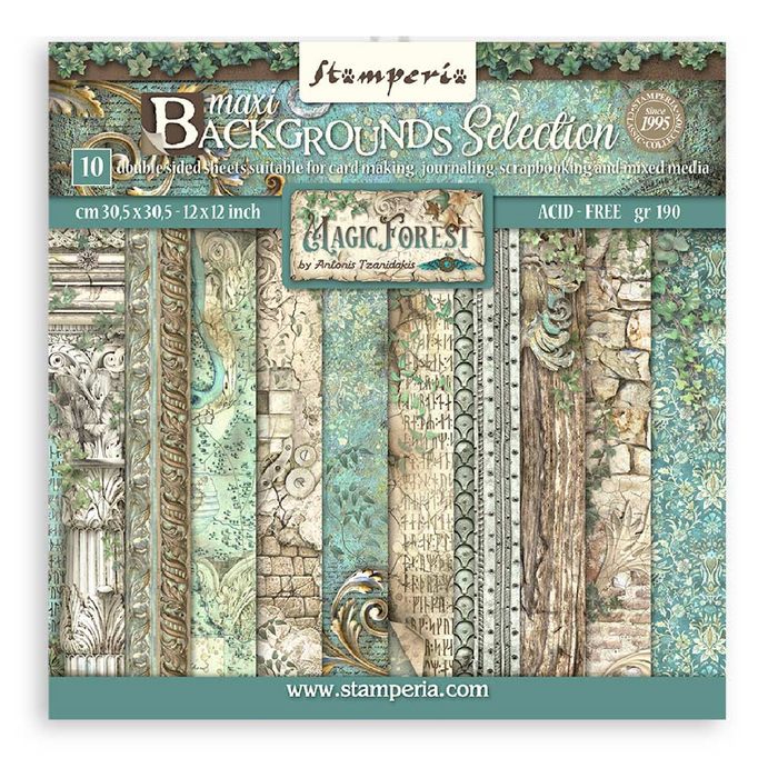 Stamperia Magic Forest 12" x 12" Maxi Backgrounds Selection Paper Pad