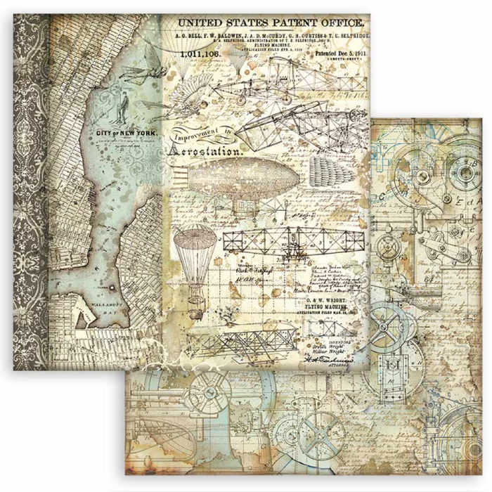 Sir Vagabond Aviator Backgrounds 12" x 12" Scrapbooking Paper Pad - Stamperia