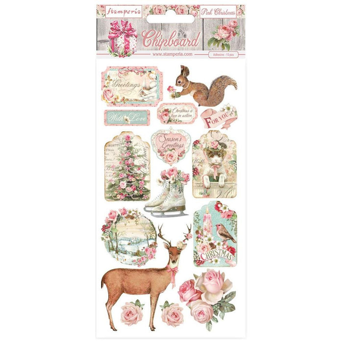 Pink Christmas Chipboard by Stamperia