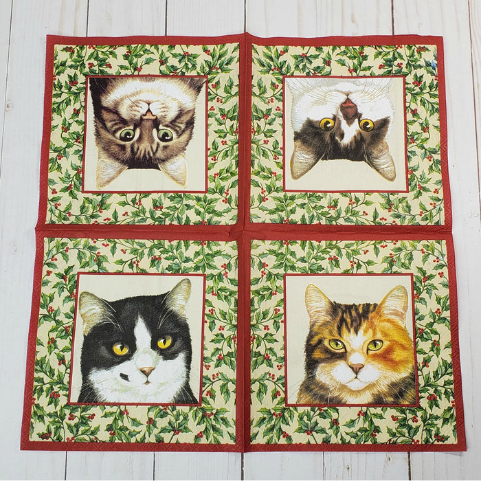 Christmas Cat Set of 5 Decorative Napkins