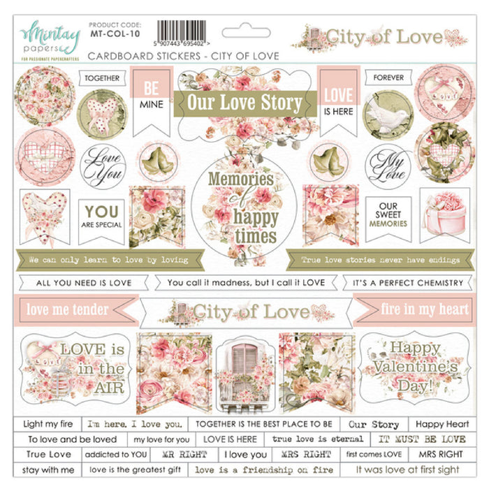 Mintay City of Love 12" x"12 Cardstock Sticker