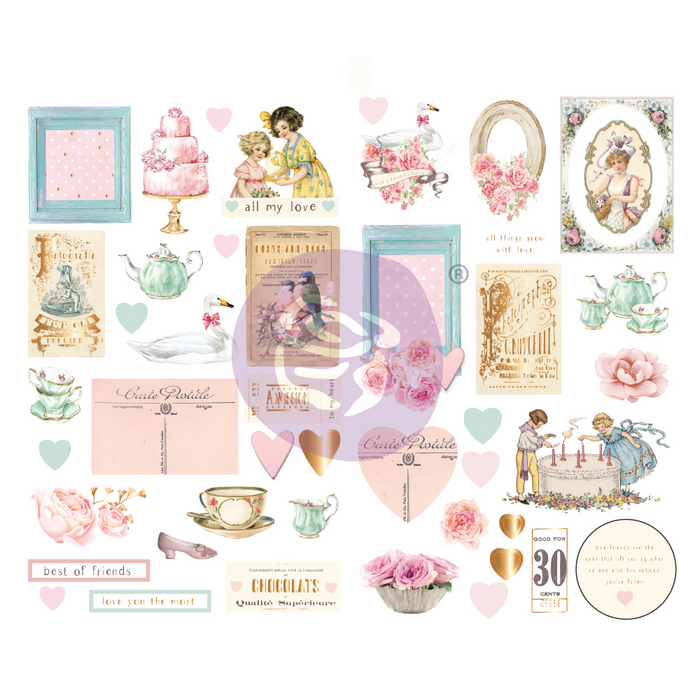 Prima Marketing With Love Collection Chipboard Sticker 45 pc