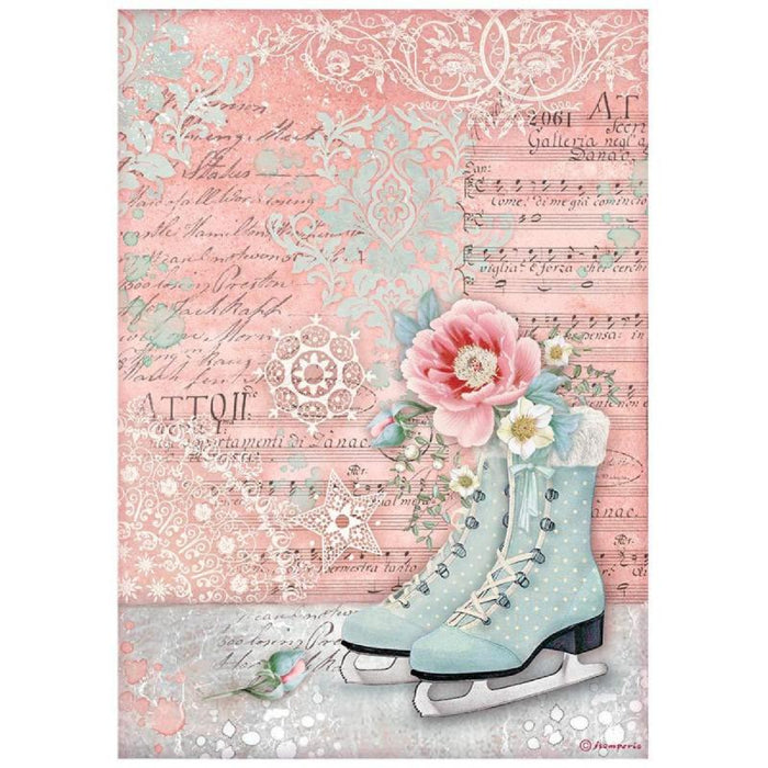 Stamperia Sweet Winter A4 Rice Paper Ice Skates