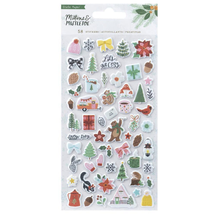 Mittens & Mistletoe Puffy Sticker by Crate Paper