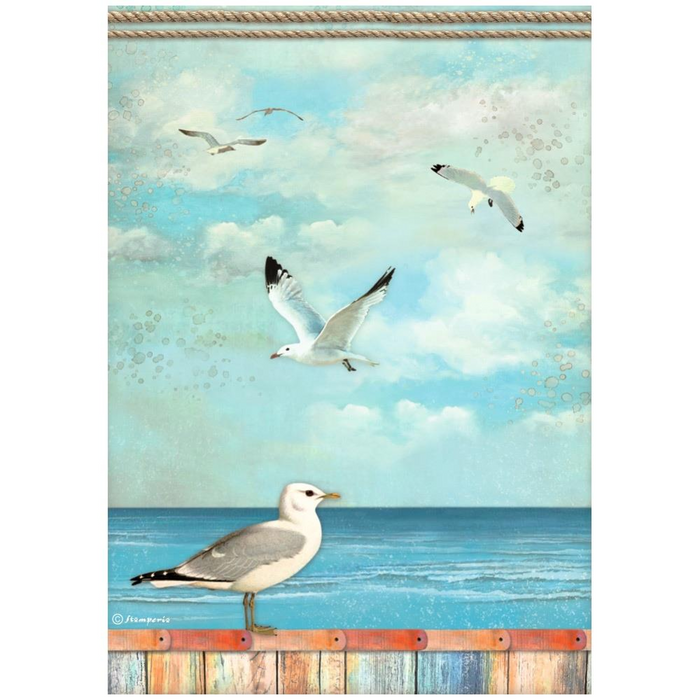 Stamperia Blue Dream A4 Rice Paper Seagulls