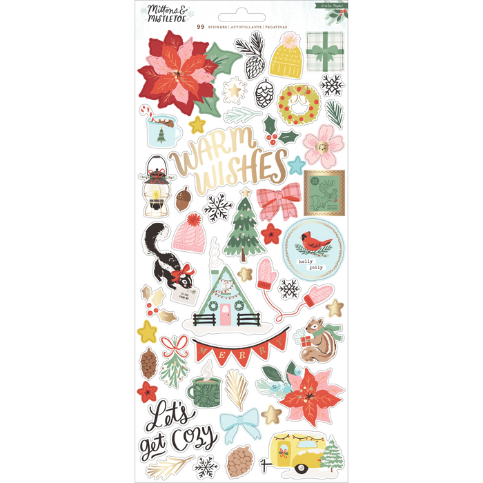 Mittens & Mistletoe 6" x 12" Sticker Sheet by Crate Paper